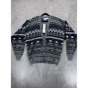 Campus Cardigan Men's 2XL NWT Black Purple Diamond Chevron Sweater‎ Retro VTG